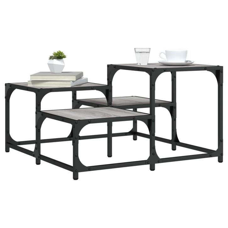 vidaXL Salontafel 68x68x40 cm bewerkt hout grijs sonoma, Huis en Inrichting, Tafels | Salontafels, 50 tot 100 cm, Vierkant, Nieuw