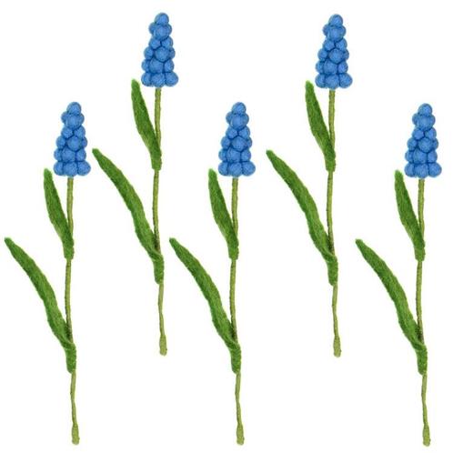 Vilt Bloem - Blauwe Druifjes  - Set 5 stuks - 25cm - Fairtra, Kinderen en Baby's, Kinderkamer | Inrichting en Decoratie, Nieuw