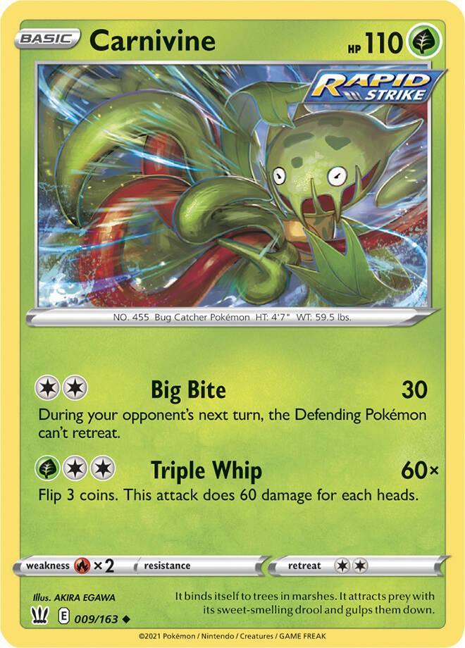 Carnivine 009/163 Battle Styles, Hobby en Vrije tijd, Verzamelkaartspellen | Pokémon, Losse kaart, Nieuw, Foil, Ophalen of Verzenden
