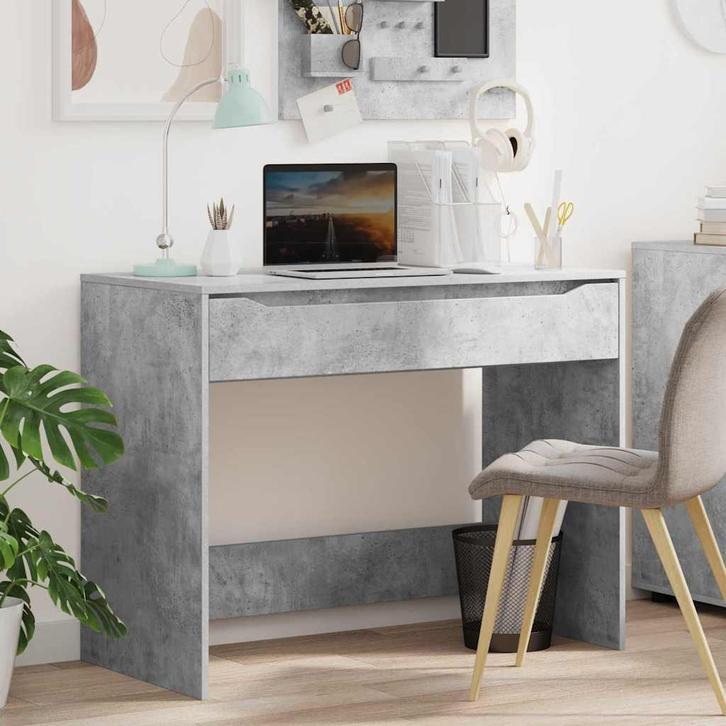 vidaXL Bureau met lade Beton Grijs 100 x 50 x 78 cm, Huis en Inrichting, Bureaus, Nieuw, Verzenden