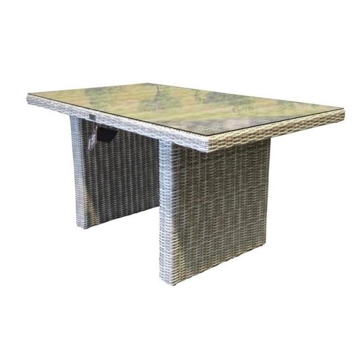 Ibiza lounge-dining tafel 120x80xH70 cm wit grijs, Tuin en Terras, Tuintafels, Nieuw, Wicker, Ophalen of Verzenden