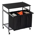 Niceey Wasmand 3 Vakken 120L met Wielen en Deksel, Verzenden, Nieuw