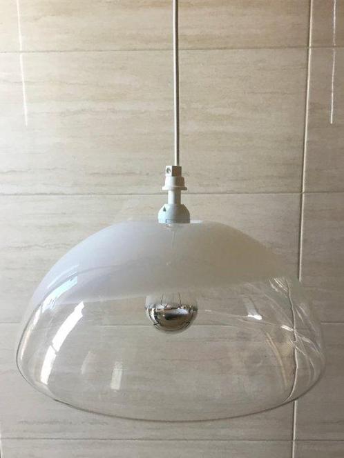 Plafondlamp - Witte glas - Tweelichte hanglampen in, Antiek en Kunst, Kunst | Designobjecten