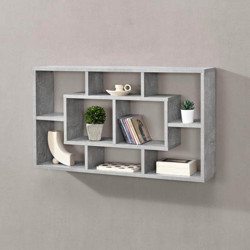 Wandrek Saputit met 8 vakken 85x16x48 cm betonkleurig, Huis en Inrichting, Woonaccessoires | Wandplanken en Boekenplanken, Nieuw