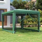 vidaXL Partytent met 4 mesh zijwanden 3x4 m HDPE groen, Verzenden, Nieuw, Partytent