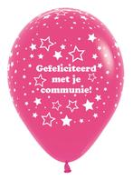 Ballonnen Communie Stars Fuchsia 30cm 25st, Verzenden, Nieuw