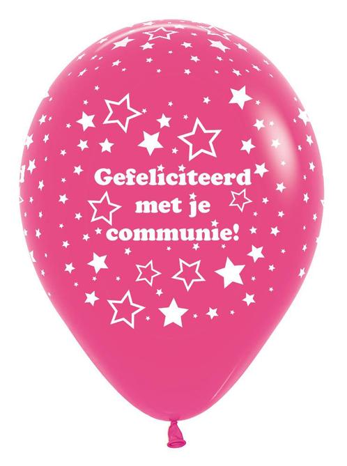 Ballonnen Communie Stars Fuchsia 30cm 25st, Hobby en Vrije tijd, Feestartikelen, Nieuw, Verzenden