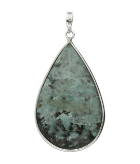 Zilveren Turkoois Turquoise edelsteen druppel middel face..., Sieraden, Tassen en Uiterlijk, Kettinghangers, Verzenden