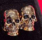 Elegante Memento Mori schedel manchetknopen van gerold goud, Antiek en Kunst, Antiek | Goud en Zilver