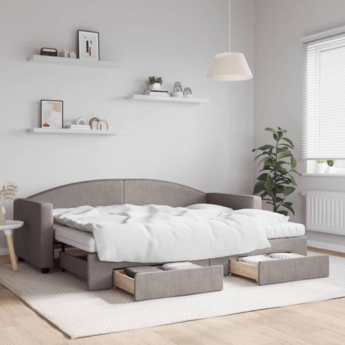 vidaXL Slaapbank met onderschuifbed en lades 80x200 cm stof, Huis en Inrichting, Slaapkamer | Bedden, 80 cm, 200 cm, Eenpersoons
