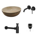 Sani Royal Natuurstenen Waskomset Beige Marmer, Nieuw