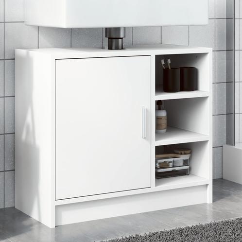 vidaXL Wastafelkast 63x29x55 cm bewerkt hout wit, Huis en Inrichting, Badkamer | Badkamermeubels, Nieuw, Minder dan 100 cm, Verzenden