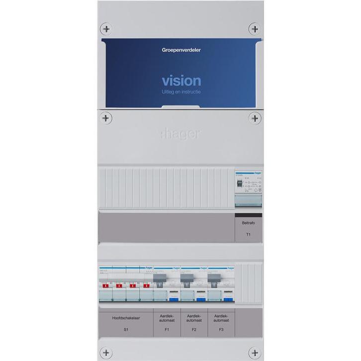 Hager groepenkast, 3 fase met 3 aardlekautomaten en, Doe-het-zelf en Verbouw, Elektra en Kabels, Nieuw, Ophalen of Verzenden