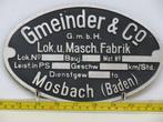 EisenbahnSchild Gneinder & Co Mosbach (Spoorwegen 1:1), Ophalen of Verzenden, Gebruikt, Overige typen