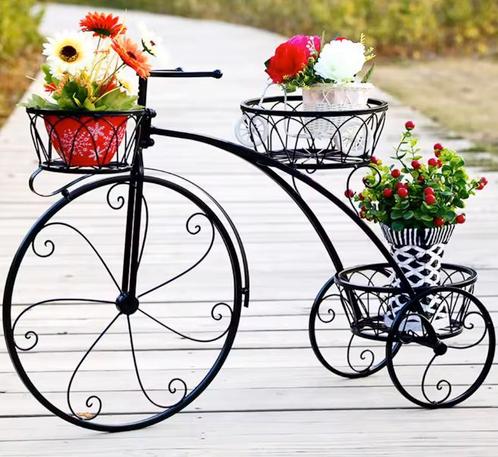 3-laags smeedijzeren plantenrek in fietsvorm – decoratief, Tuin en Terras, Tuintafels, Nieuw