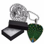 Aluminium plectrum ketting met de afbeelding van een Pauw, Ophalen of Verzenden, Nieuw