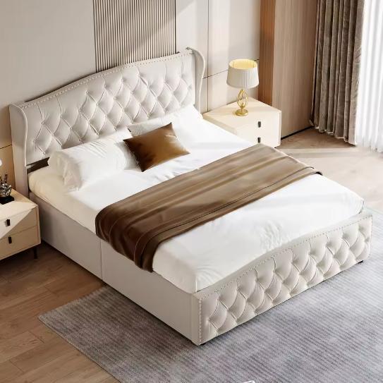 Gestoffeerd Tweepersoonsbed met Opbergruimte, Huis en Inrichting, Slaapkamer | Bedden, Nieuw, Verzenden