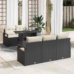 vidaXL Tuin Sofa Set met kussen 6 pcs Zwart en crème 100 x, Verzenden, Nieuw, Rotan