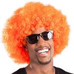 Oranje Pruik Afro - maat one-size - Oranjefeest - EK/WK, Hobby en Vrije tijd, Feestartikelen, Nieuw, Verzenden