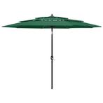 vidaXL Parasol 3-laags met aluminium paal 3 m groen, Verzenden, Nieuw, 3 tot 4 meter