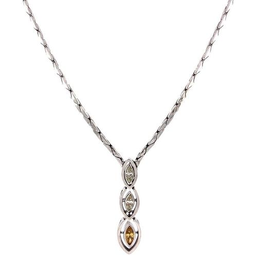 Witgouden choker met diamant 46 cm 14 krt, Sieraden, Tassen en Uiterlijk, Kettingen, Zo goed als nieuw, Met hanger, Goud, Verzenden
