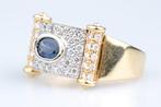 Ring - 18 karaat Geel goud, Witgoud Saffier - Diamant, Sieraden, Tassen en Uiterlijk, Ringen, Nieuw