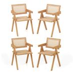 LIVSK Rattan Accentstoelen - Set van 4 - Ergonomisch en Duur, Verzenden, Nieuw