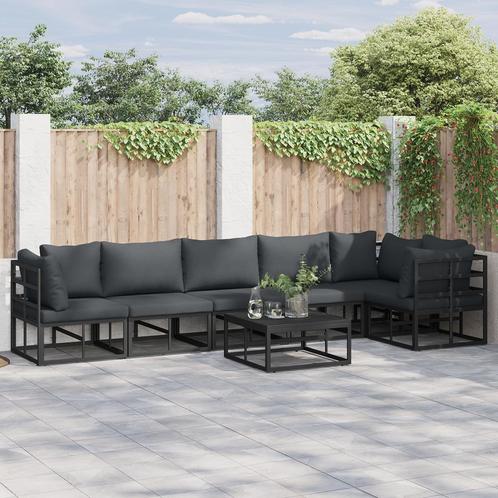 vidaXL Tuin Sofa Set met kussen met kussen 6 pcs Zwart 70 x, Tuin en Terras, Tuinsets en Loungesets, Nieuw, Aluminium, Verzenden