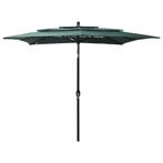 vidaXL Parasol 3-laags met aluminium paal 2,5x2,5 m groen, Verzenden, Nieuw, 2 tot 3 meter