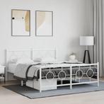 vidaXL Bedframe met hoofd- en voeteneinde metaal wit 150x200, Huis en Inrichting, Slaapkamer | Bedden, Verzenden, Wit, Overige maten