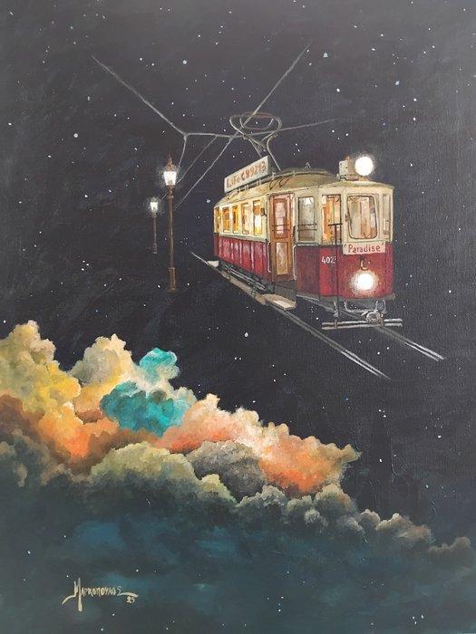 Theodore Markopoulos - Paradise Tram, Antiek en Kunst, Kunst | Schilderijen | Modern