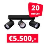 LED Railverlichting Tripolore Zwart 20 spots + 20M rails, Ophalen of Verzenden