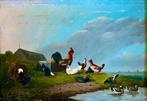 Frans van Severdonck (1809–1889) - Gallo e galline allalba, Antiek en Kunst