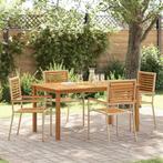 vidaXL Tuin Eetset 5 pcs Beige Poly riet, Verzenden, Nieuw, Rotan