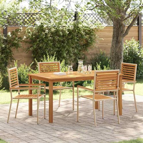 vidaXL Tuin Eetset 5 pcs Beige Poly riet, Tuin en Terras, Tuinsets en Loungesets, Nieuw, Rotan, Verzenden