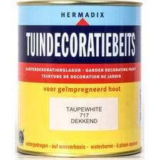 Hermadix Tuindecoratie Beits Dekkend - Taupewhite 717 - 0..., Doe-het-zelf en Verbouw, Verf, Beits en Lak, Beits, Wit, Nieuw, Minder dan 5 liter