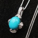 Turquoise - Zilver, Zilveren ketting 925 en Turkoois