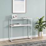 Console tafel Kuhmo sidetable glas 80x80x30 cm wit [en.casa], Huis en Inrichting, Verzenden, Nieuw
