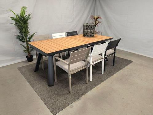 tuinstoel barolo met fontana uitschuifbare teak tuintafel, Tuin en Terras, Tuinsets en Loungesets, Eettafel, Meer dan 8 zitplaatsen
