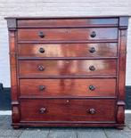 antiek Engels mahonie ladekast met secretairedeel, 130 breed, Antiek en Kunst, Antiek | Meubels | Kasten
