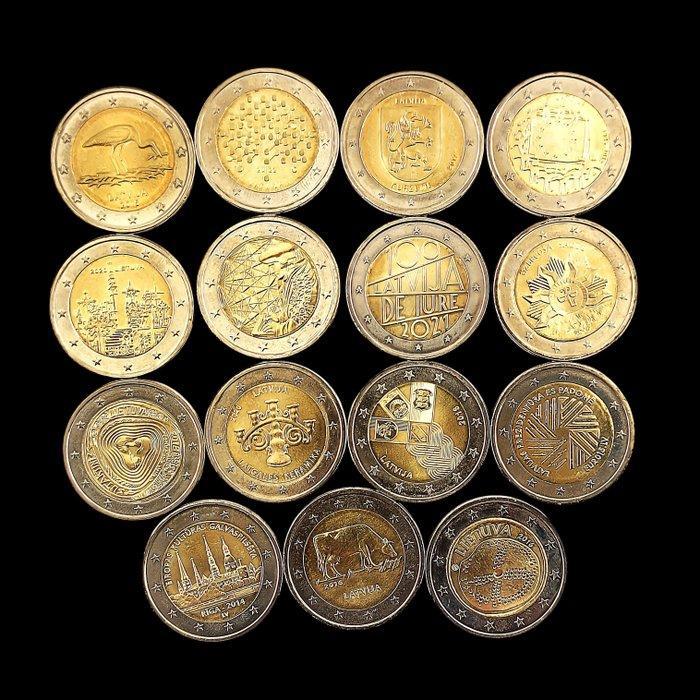 Letland. 2 Euro 2014/2022 Lot with 15x 2 Euros (Zonder, Postzegels en Munten, Munten | Europa | Euromunten