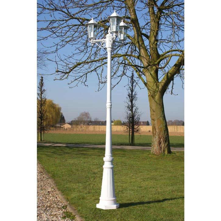 vidaXL Tuinlantaarn Kingston 3-arms 215 cm wit, Tuin en Terras, Buitenverlichting, Staande lamp, Nieuw, Aluminium, Verzenden
