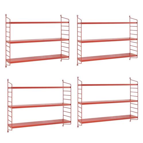 Wandplank Strängnäs set van 4 verstelbaar 50x60x15 cm rood [, Huis en Inrichting, Woonaccessoires | Wandplanken en Boekenplanken