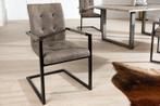 Design sledestoel OXFORD antiek taupe met armleuning ijzeren, Huis en Inrichting, Stoelen, Ophalen of Verzenden, Nieuw