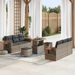 vidaXL Tuin Sofa Set 9 pcs Grijs Poly rattan en gepoedercoat, Verzenden, Nieuw, Rotan