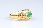 Ring - 18 karaat Geel goud - 0.46ct. tw. Smaragd - Diamant, Sieraden, Tassen en Uiterlijk, Ringen, Nieuw