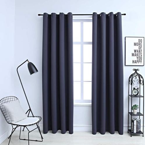 vidaXL Gordijnen verduisterend met ringen 2 st 140x245 cm, Huis en Inrichting, Stoffering | Gordijnen en Lamellen, Nieuw, Verzenden