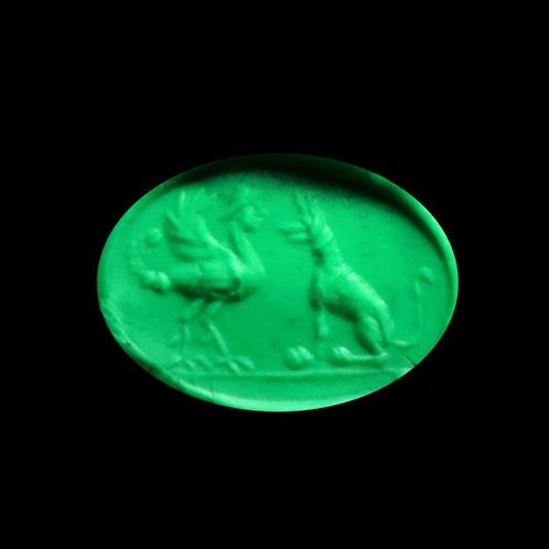 Oud-Romeins Kornalijn Intaglio met een mythisch wezen en een, Sieraden, Tassen en Uiterlijk, Antieke sieraden