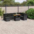 vidaXL 9-delige Loungeset met kussens poly rattan zwart, Tuin en Terras, Tuinsets en Loungesets, Verzenden, Nieuw, Rotan, Loungeset