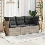 vidaXL 3-delige Loungeset met kussens poly rattan lichtgrijs, Verzenden, Nieuw, Rotan, Loungeset